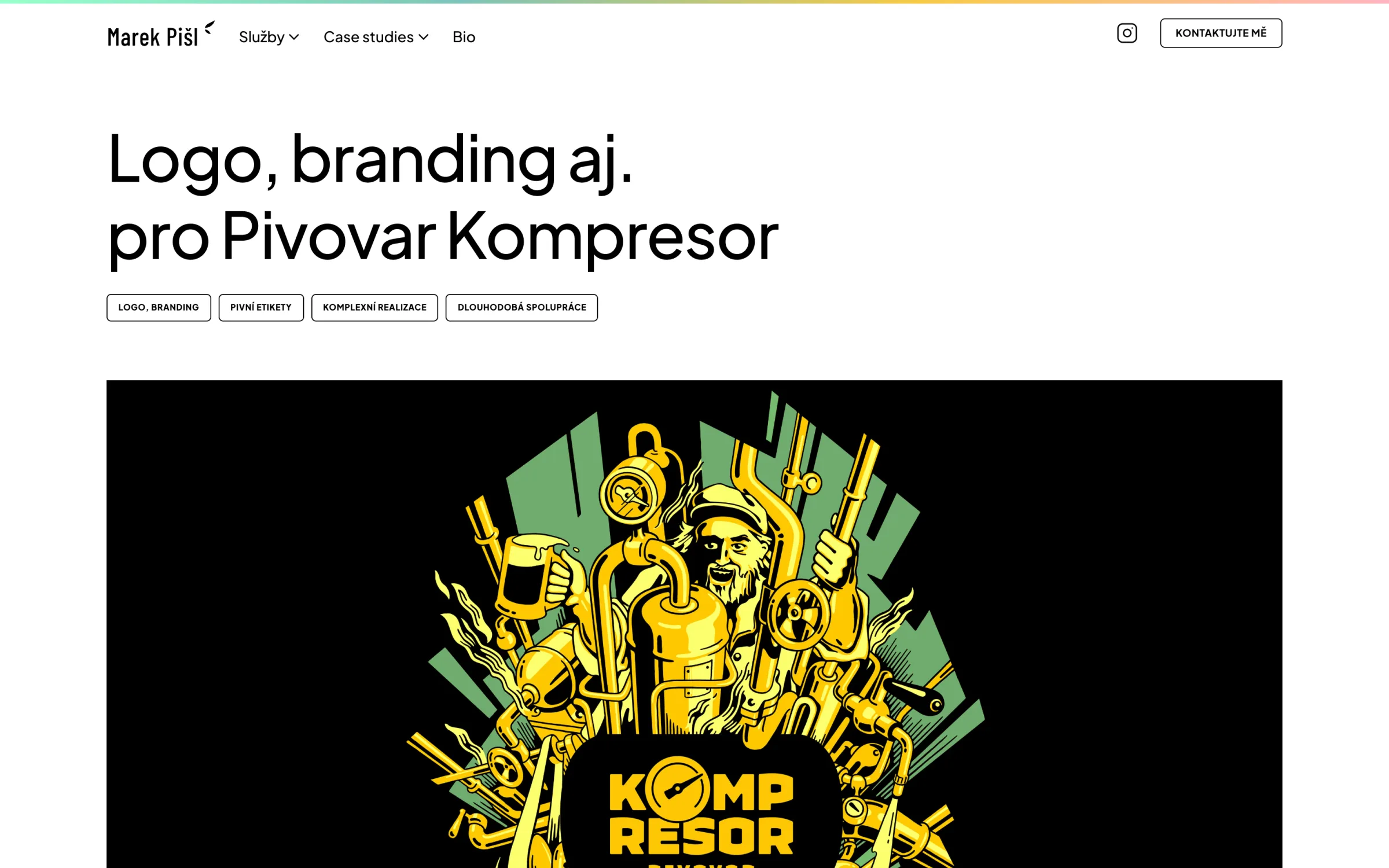Stránka projektu Pivovar Kompresor s velkou ilustrací