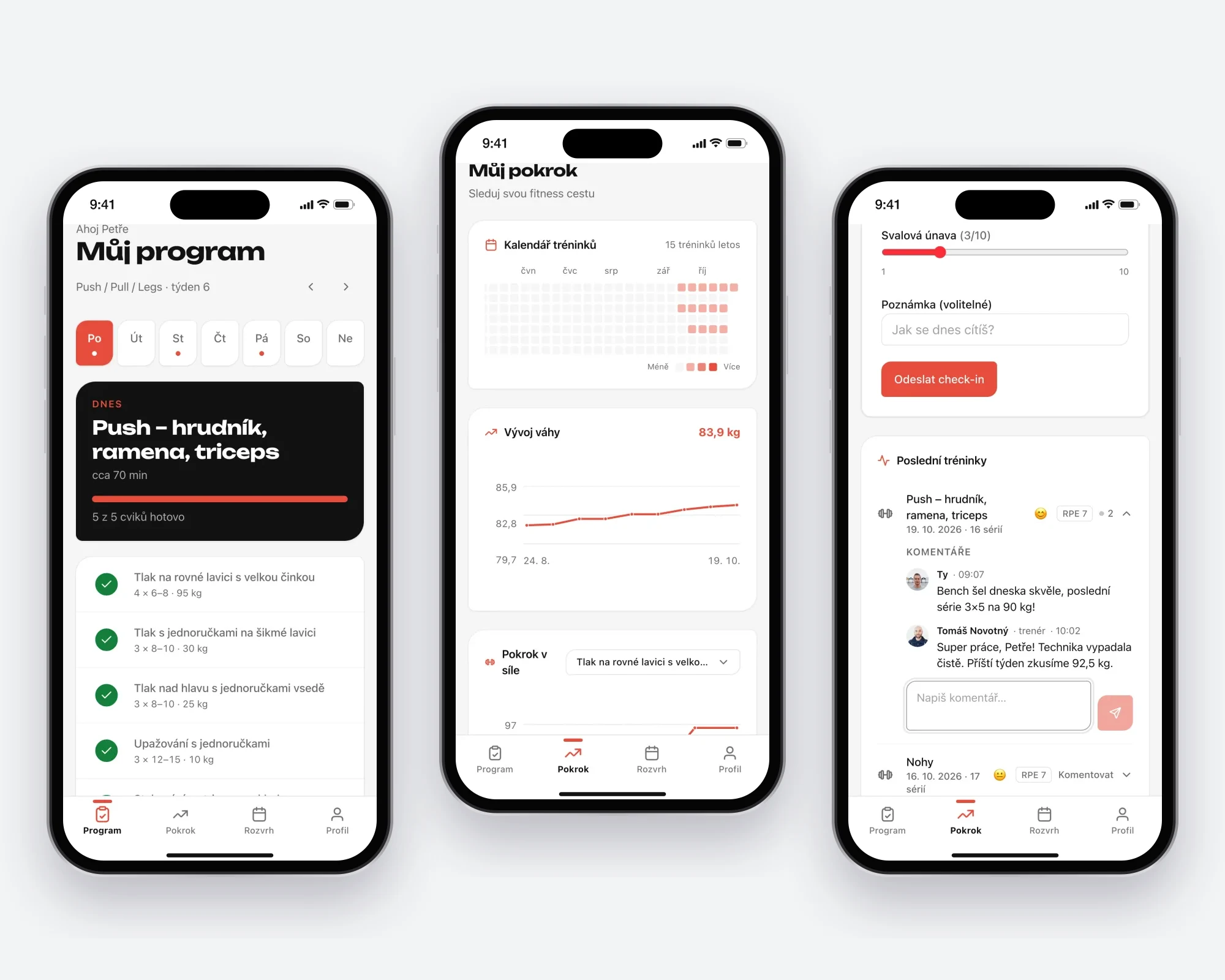 Aplikace PocketCoach pro klienty v telefonu