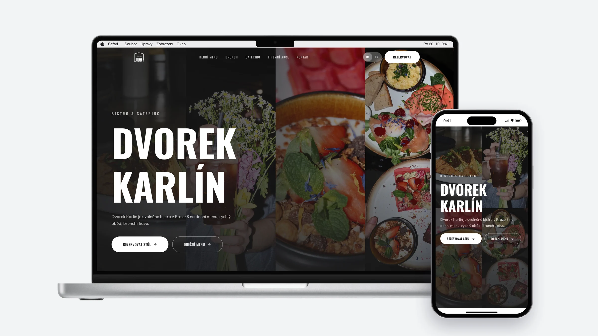 Dvorek Karlín na notebooku a v telefonu
